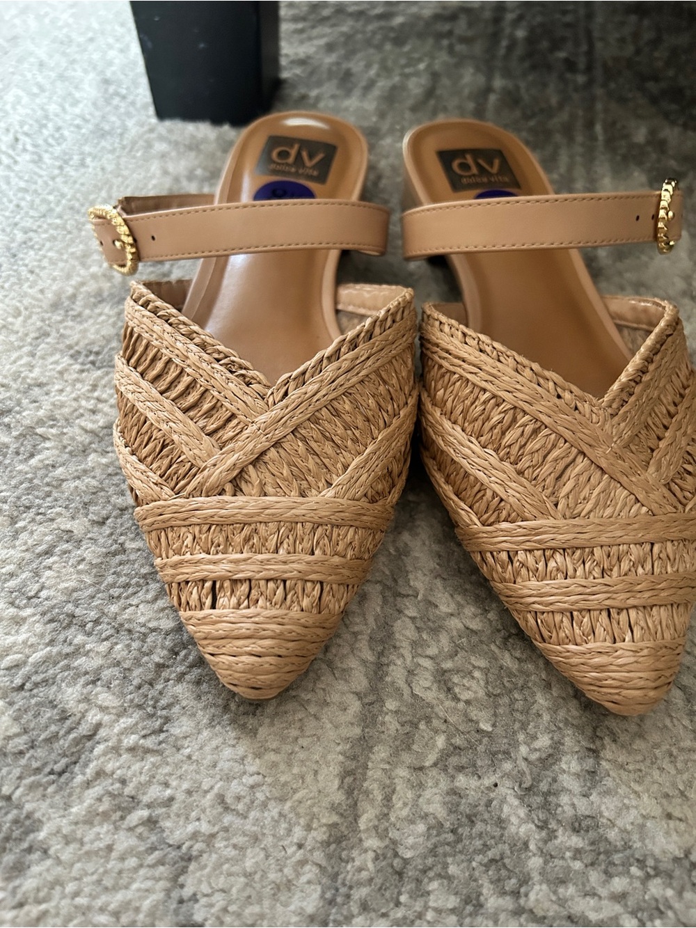 DV by Dolce Vita Tan Woven Pointed Toe Mules